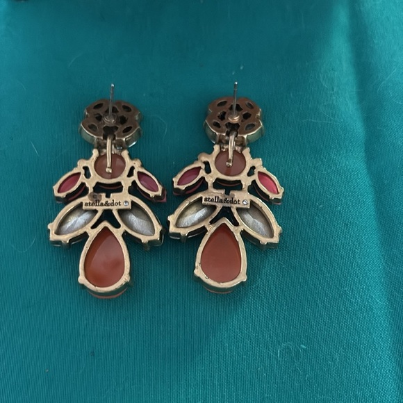 Stella and Dot Orange and Pink gemstone convertible earrings 2” EUC - Picture 2 of 4